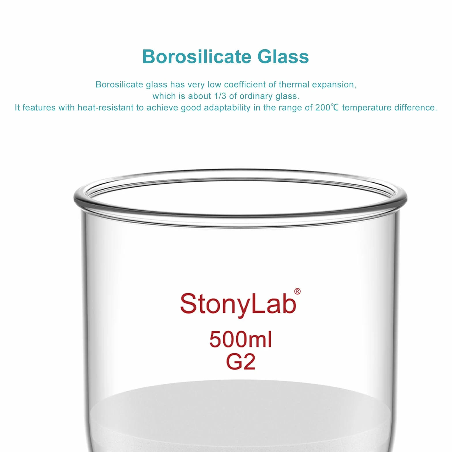 StonyLab Glas Buchner Trichter Filter, Borosilikatglas Vakuum Buchner Filtertrichter 500ml mit Mittlerer Fritte(G2), 94mm Scheibendurchmesser, 100mm Tiefe, mit 24/40 Standard-Taper-Innengelenk