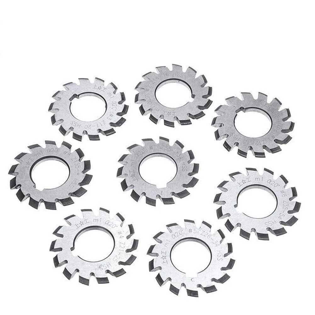 8-teiliger Satz HSS M1 Durchmesser 22 mm PA20° 20 Grad #1-8 Evolventen-Zahnradfräser Neu