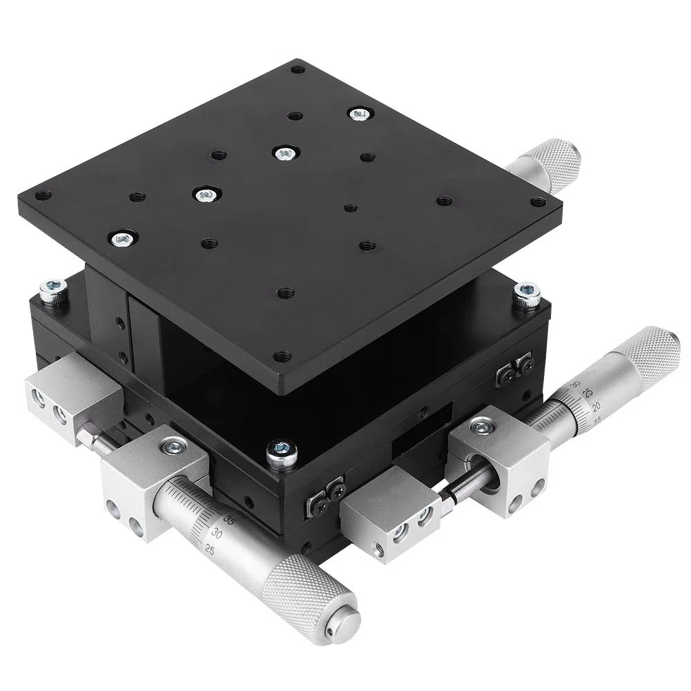 Trimmlager-Tuning-Plattform, 90 x 90 mm XYZ 3-Achsen-Trimmplattform, manueller Lineartisch-Tuning-Schiebetisch für präzise Messungen im optischen Labor