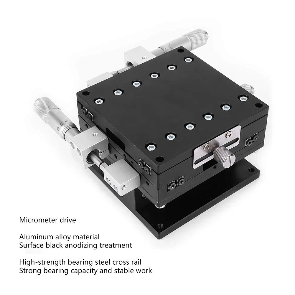 Trimmlager-Tuning-Plattform, 90 x 90 mm XYZ 3-Achsen-Trimmplattform, manueller Lineartisch-Tuning-Schiebetisch für präzise Messungen im optischen Labor