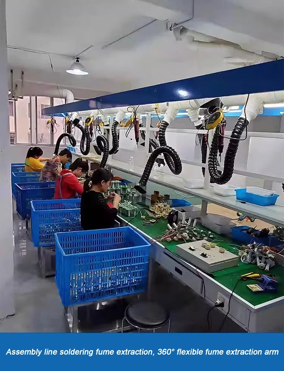 Flexibler Rauchabsaugarm, Industrieller Gelenkrauchschlauch zur Schweißrauchabsaugung, Löten, Werkstattbelüftung(Dia7.5cm,L200cm)