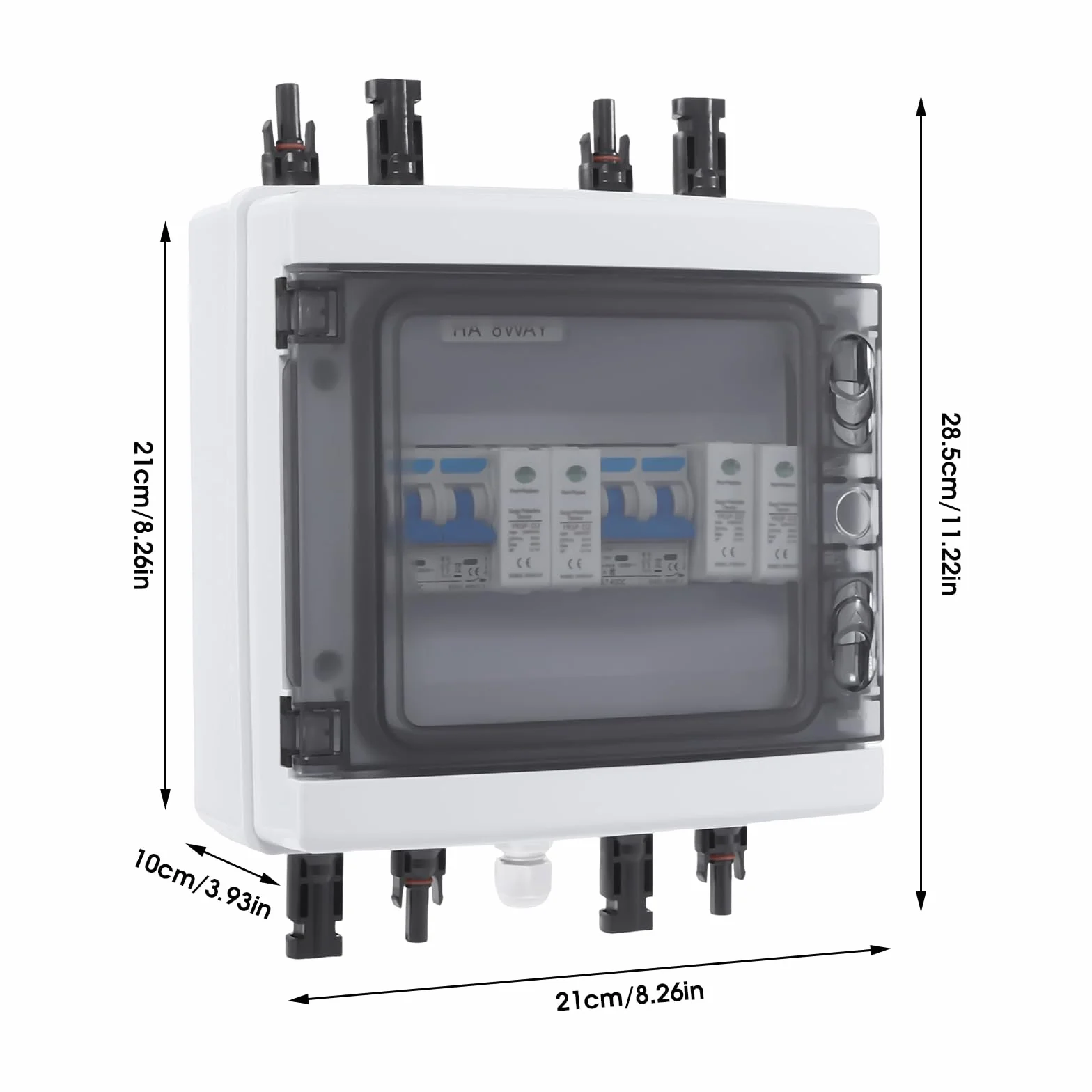Überspannungsschutz PV, Solar Überspannungsschutz Blitzschutz DC Trennschalter PV Anlage 2 String (2 in 2 Out) 25A 1000V Solar Combiner Box für Solarmodule