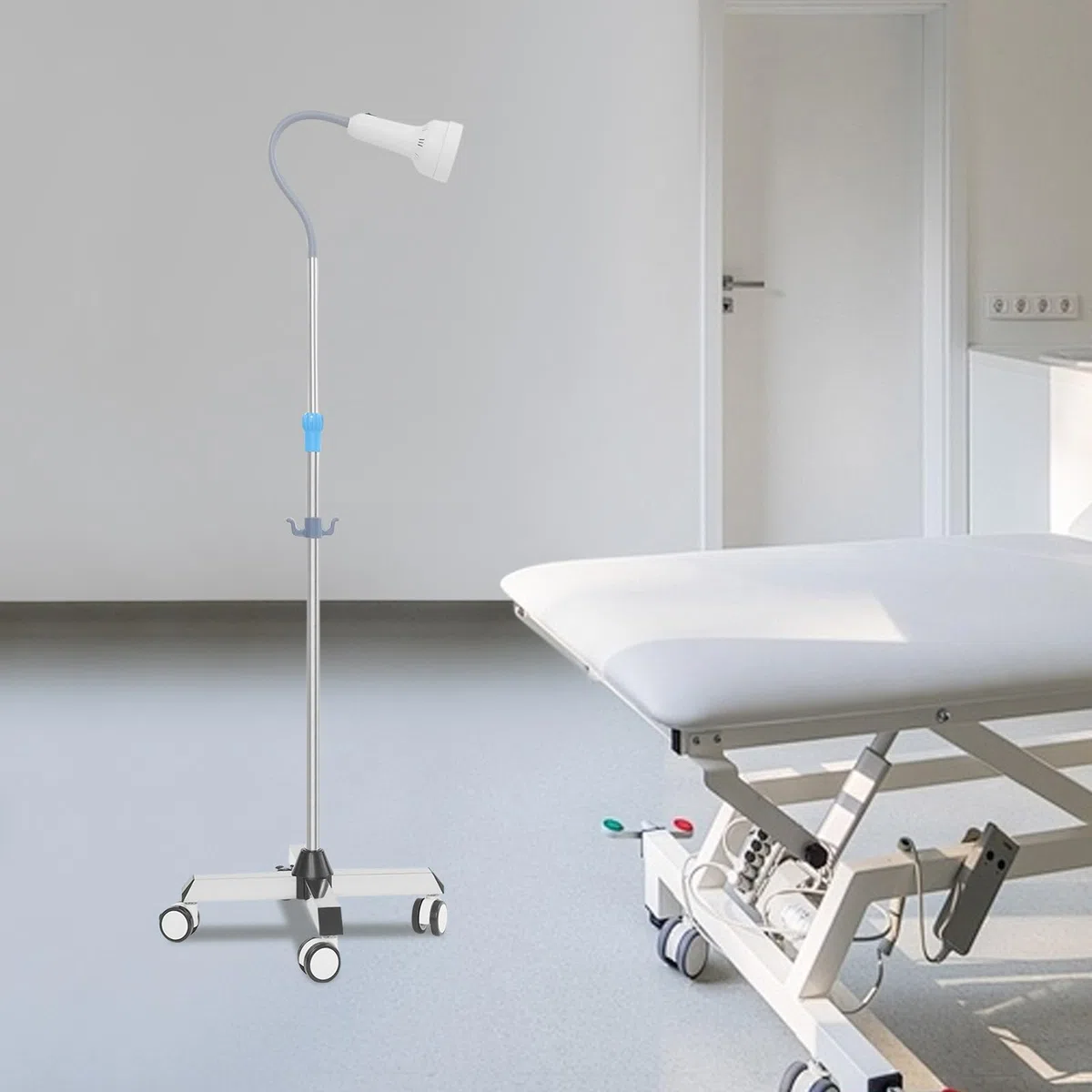 30W LED Untersuchungsleuchte mit Mobilem Ständer, Höhen- & Winkelverstellbare Chirurgische Lampe (6000-6500K), Flexible OP-Leuchte für Tierarzt & Klinik