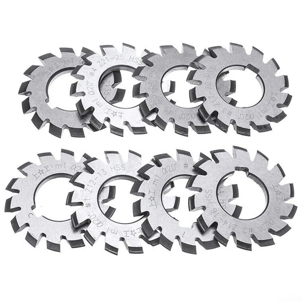 8 stücke HSS M1 Hohe Geschwindigkeit Stahl M1 Involution Gear Cutters, Gear Fräsen Set, Fräsen Gear Schneidwerkzeug 20 Grad Involution Gear Router Set