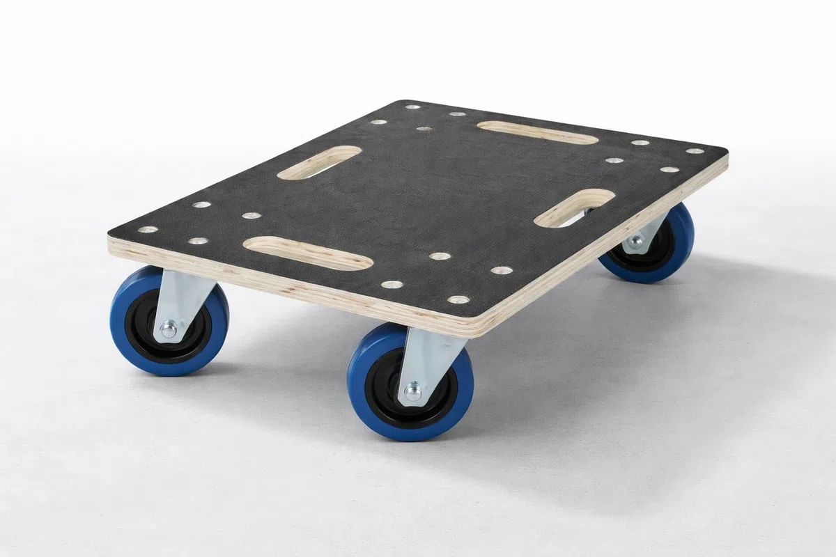 Möbelroller bis 800 kg Tragkraft - aus 18 mm Multiplex Holz mit Rutschfester Siebdruckplatte & 4 Lenkrollen - Transportroller Möbel Rollbrett für Umzug, Werkstatt & Lager (60x80 cm)