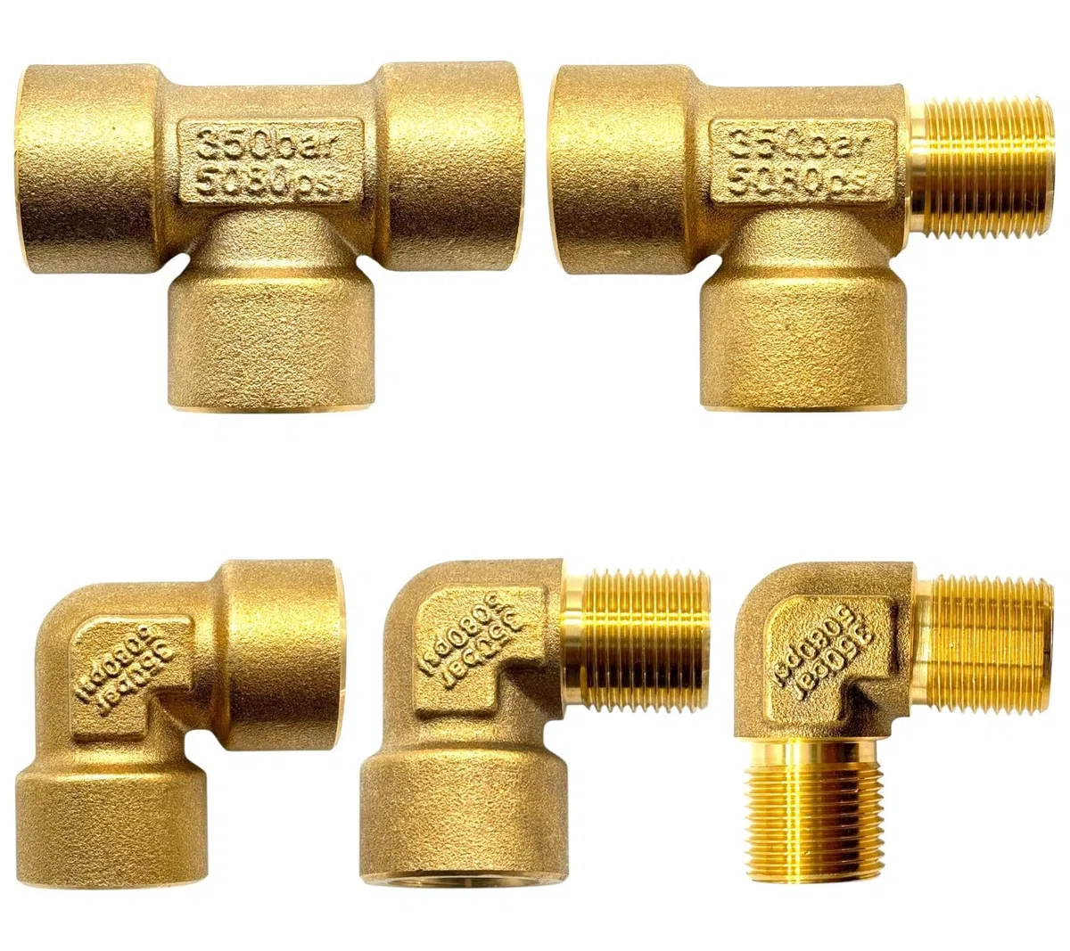 Messing 90° Winkel Adapter T-Stück Fitting 1/4" 3/8" Hochdruck Gewinde Verbinder bis 350 bar für Druckluft Hydraulik Wasserleitungen Werkstatt Industrie – M&M Smartek (90° Winkel 3/8" IG/AG)
