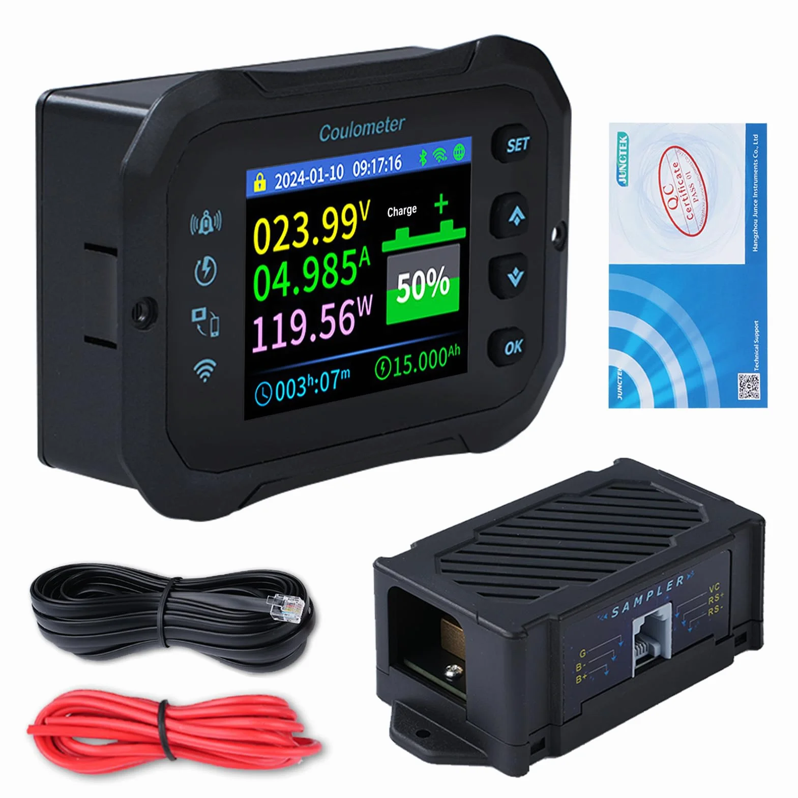 100A Wlan Batteriewächter 12V 24V 36V 48V 72V Batterie monitor 10-100V Spannungsanzeige App fernbedienung Batteriemonitor Caravan Battery guard (KM110F mit Alarmen)