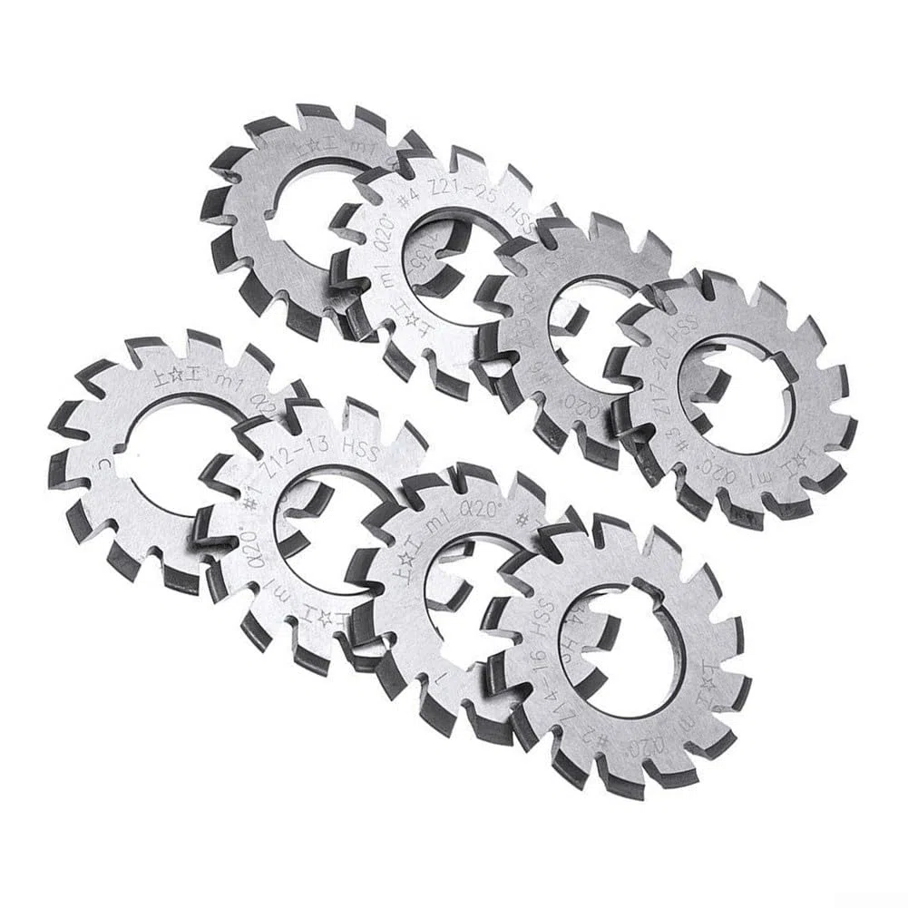 Involute Zahnradfräser-Set #1 bis #8, M1-Modul, 22 mm Bohrung, 20° PA für HSS-Zahnradfräser für Metallbearbeitung, 8-teiliges Set