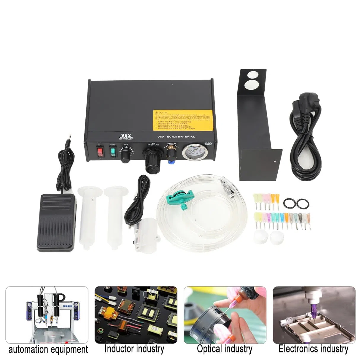 Halbautomatischer Klebstoffspender Digital Display Semi-Automatic Glue Dispenser Klebstoffspender Flüssigklebstoffspender 982 Lotpasten Halbautomatischer/manueller Betrieb (AC220V EU Plug)