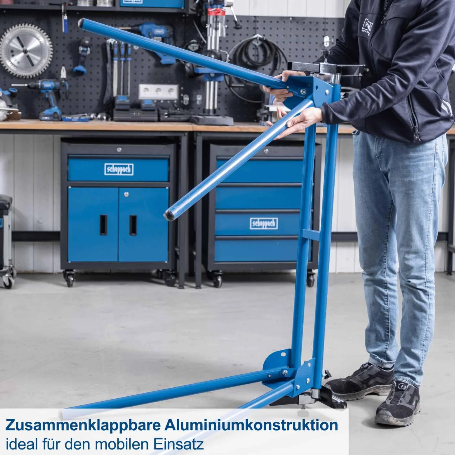 Scheppach Untergestell Arbeitstisch UMF1600 | Maschinentisch für Kappsägen, Schleifmaschinen, Dekupiersägen & Tischbohrmaschinen | Last 200kg | Höhe 740mm | Ausziehbar 1000-1650mm | Auflagenhöhe 910mm