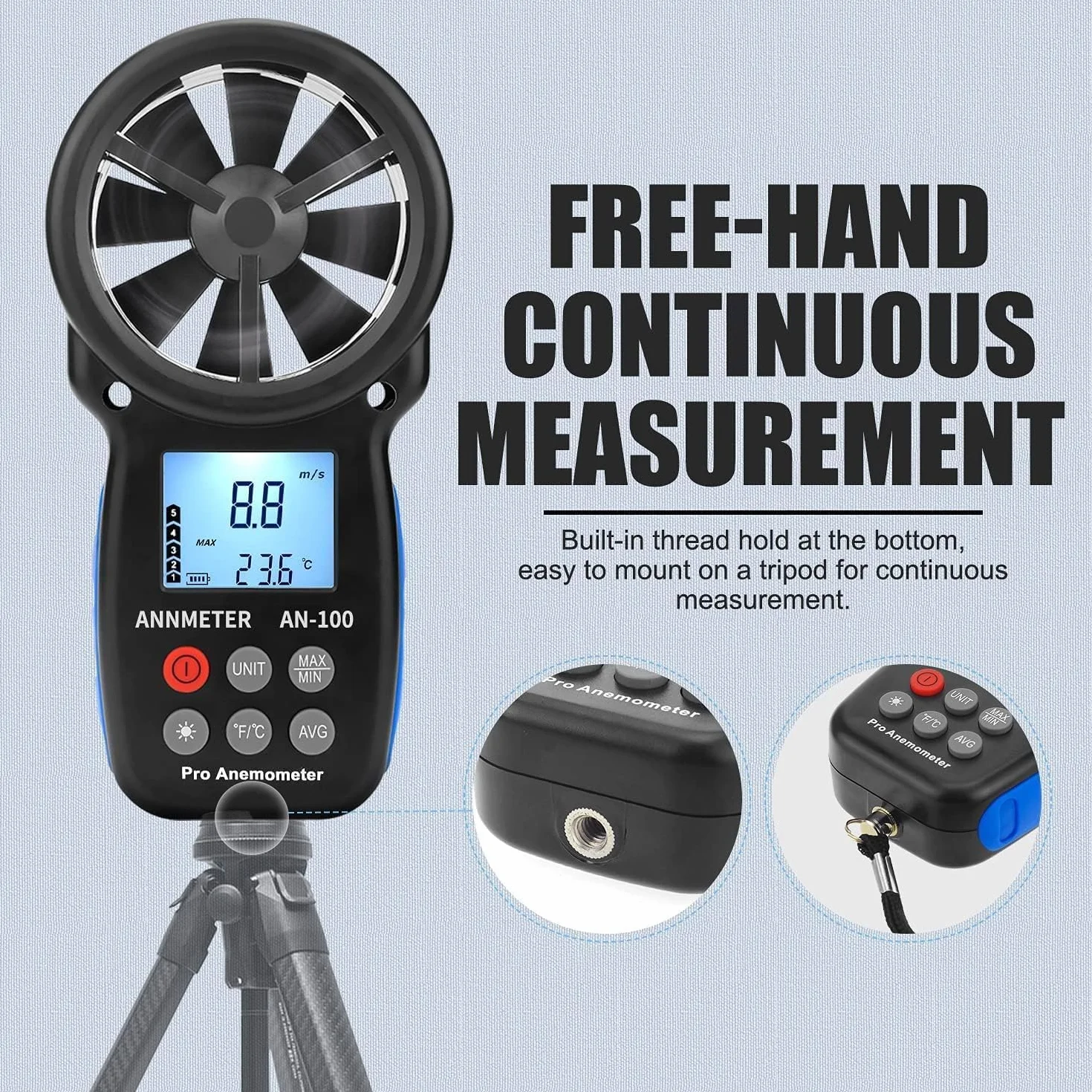 AIOMEST Digital Anemometer und Differenzdruckmessgeräte, Windmesser Windmessgerät Handheld, Digitales Manometer mit 12 wählbaren Einheiten (±20,68 kPa / ±2,999 psi), für HVAC, Lüftung