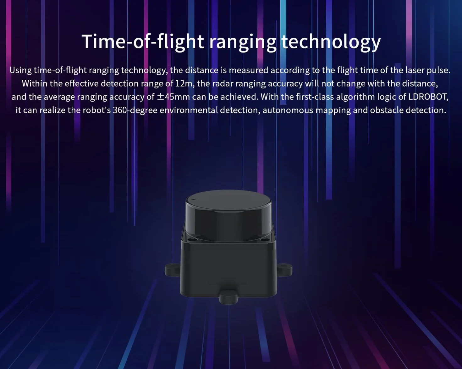 InnoMaker DTOF LiDAR Time-of-Flight Lidar STL-19P, 360-Grad omnidirektionale Laserabtastung, Blendfreie 60000 Lux, 5000 Hz Messfrequenz, 12 m Reichweitenradius, Unterstützt ROS/ROS2
