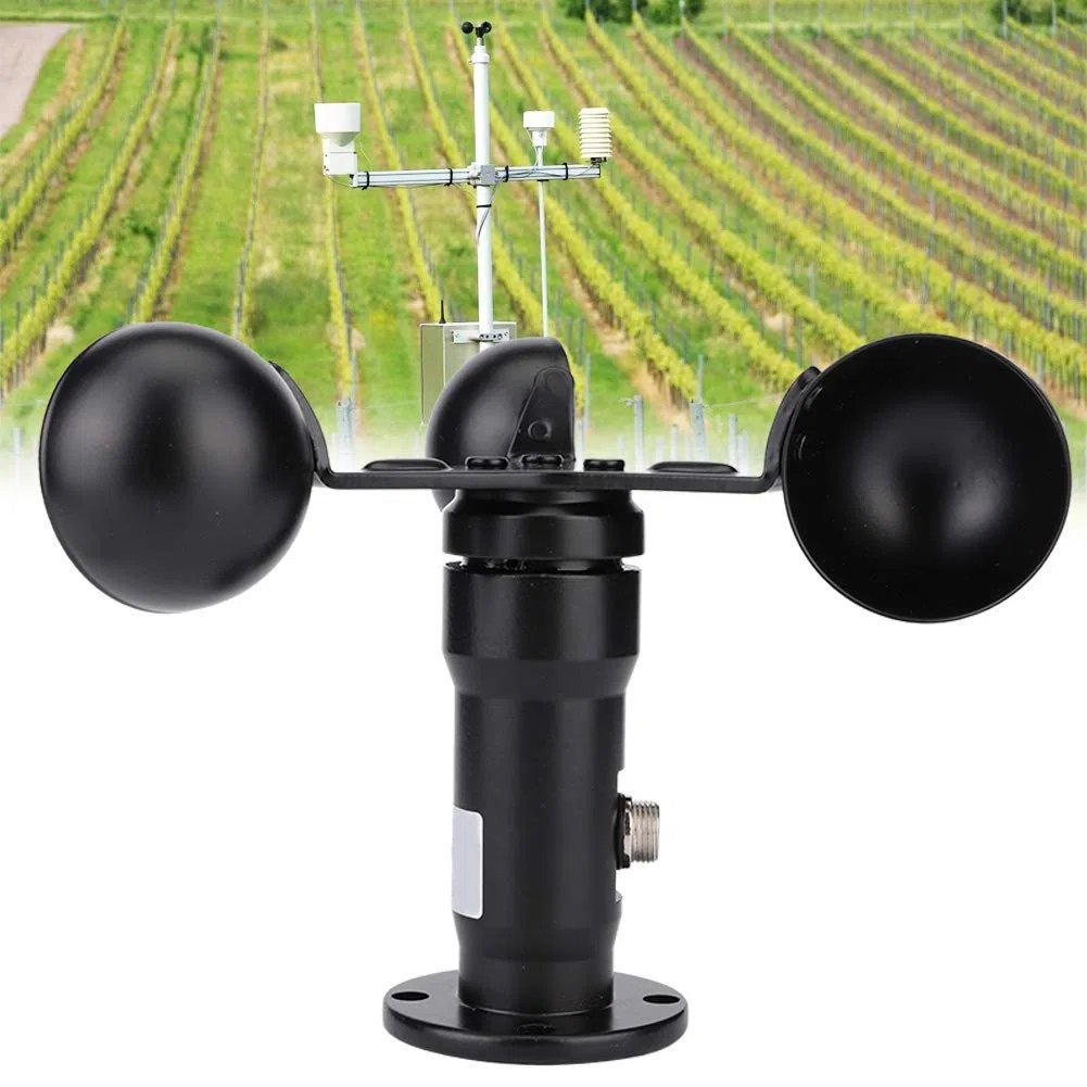 Windgeschwindigkeitsmesser, 3-Tassen-Anemometer aus Aluminiumlegierung mit 0-10V Signalausgang, präzises Windmessgerät für Gewächshäuser, Wetterstationen, Docks und Umweltüberwachung