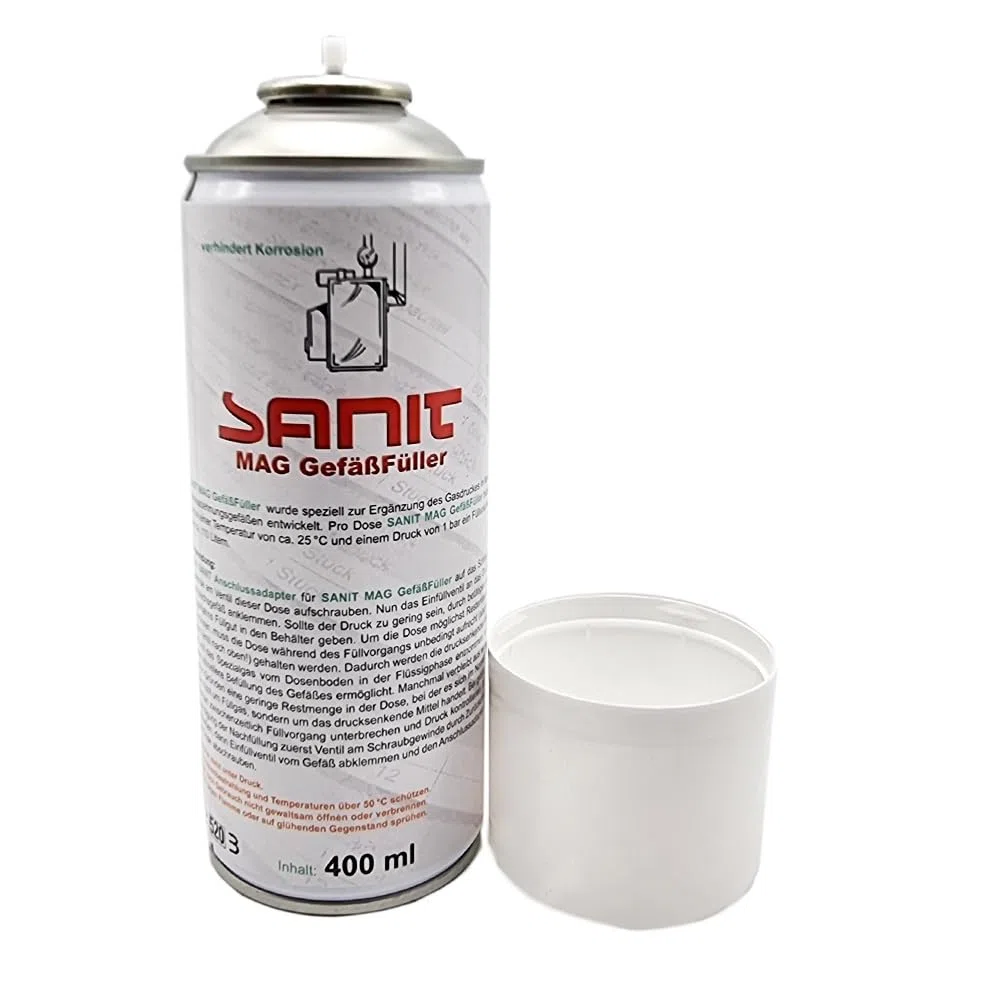 MAG Gefäßfüller 400 ml mit Korrosionschutz inkl. Druckflaschen Adapter 6 bar für Ausdehnungsgefäße