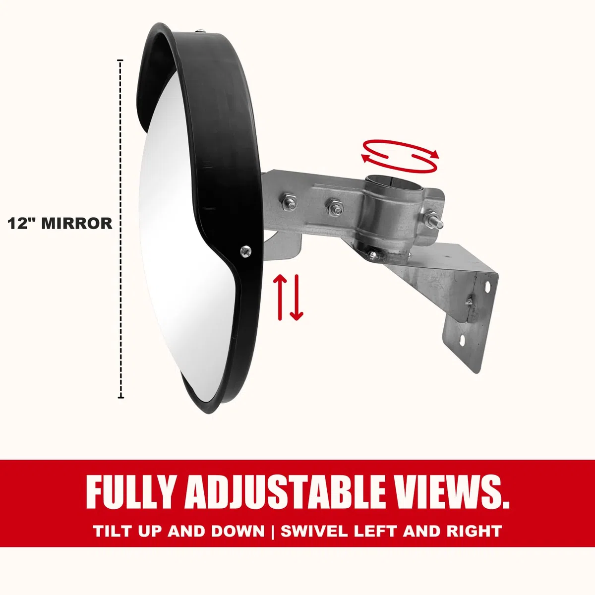 SECURITYMAN SMCONVEXMIR12 Verstellbarer konvexer Spiegel für Tote Winkel, 30,5 cm, schlagfester Fischaugenspiegel aus Polycarbonat, breite Sicht für den Innen- und Außenbereich