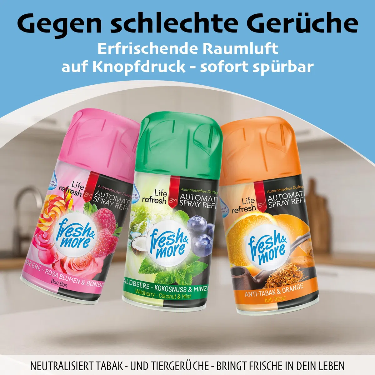 Fresh & More Lufterfrischer Nachfüller Duft-Mix 250ml (30er Pack) | Raumduft-Spray-Nachfüller, kompatibel mit Freshmatic Max, Zufallsmix aus 26 Duftsorten
