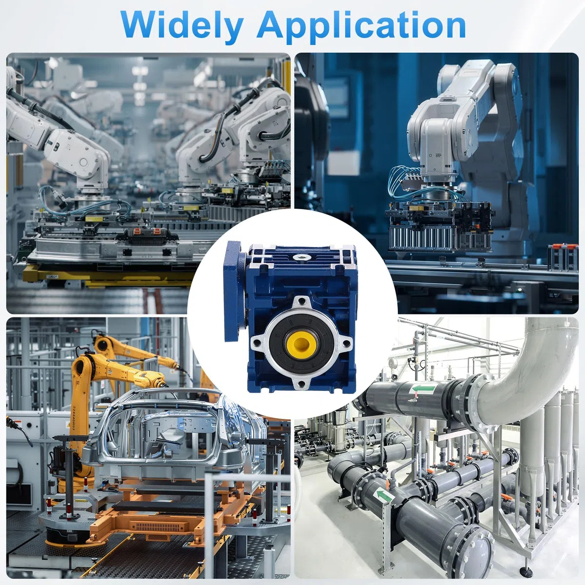 QUARKZMAN NMRV030 Schneckengetriebe Übersetzungsverhältnis 50:1 14mm Ausgangswelle Hochdrehmoment Schneckengetriebe Drehzahlreduzierer Für Nema24 Schrittmotor/Nema23 Servomotor Blau