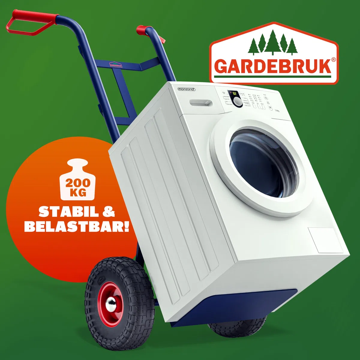 GARDEBRUK® Sackkarre PU Vollgummireifen klappbar 200kg Stahl Schutzblech Schwerlast Garten Umzug Transportkarre Transportwagen Transportroller