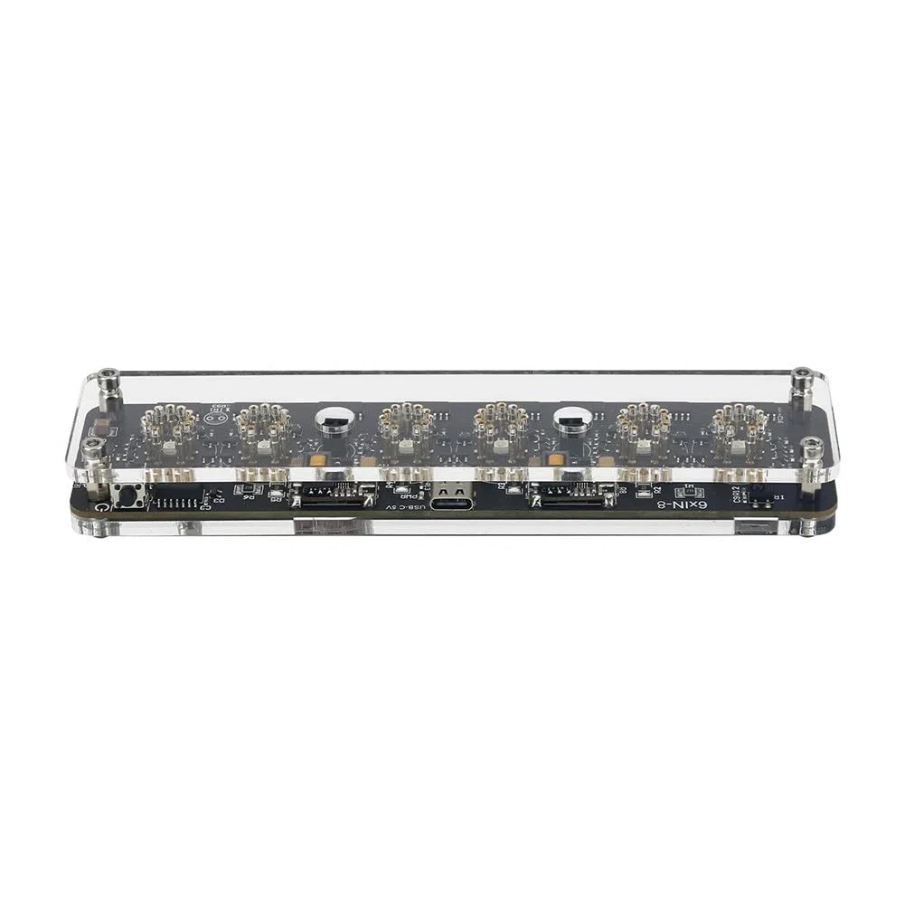 IN-8 Advanced Version Nixie Tube Clock Base with Colon Tube, Remote Control & LED Ambient Light, USB-C 5V, for 6-Digit Display, for IN-8 (NH-8) Tubes