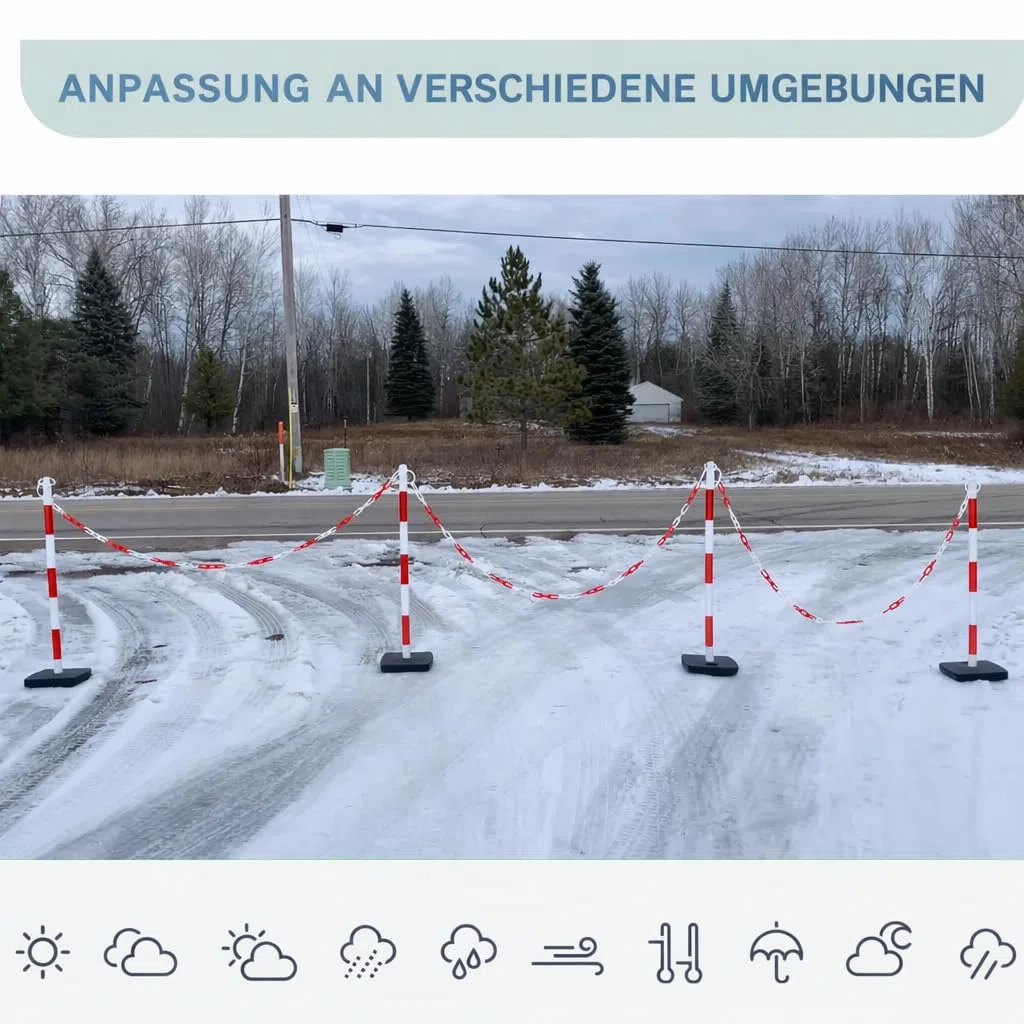 [4 Stück] Verkehrsbegrenzer, 40 Zoll/100 cm, Absperrpfosten mit verbundener Kette 20 ft/600 cm und Basis befüllbar mit Sand/Wasser für Parkplatz, Straßenbau
