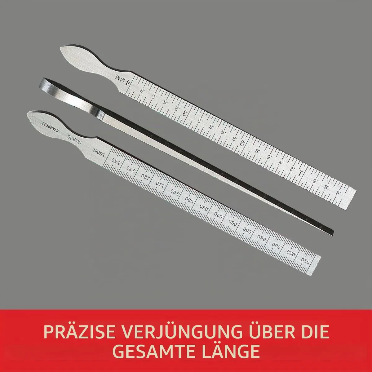 Starrett 270 7/16 Zoll x 6-1/4 Zoll Taper Gauge Edelstahl, Messkeil, 0.3 bis 150 Millimeter, 11mm x 160mm (B x L), Präzisionsabstandsstück