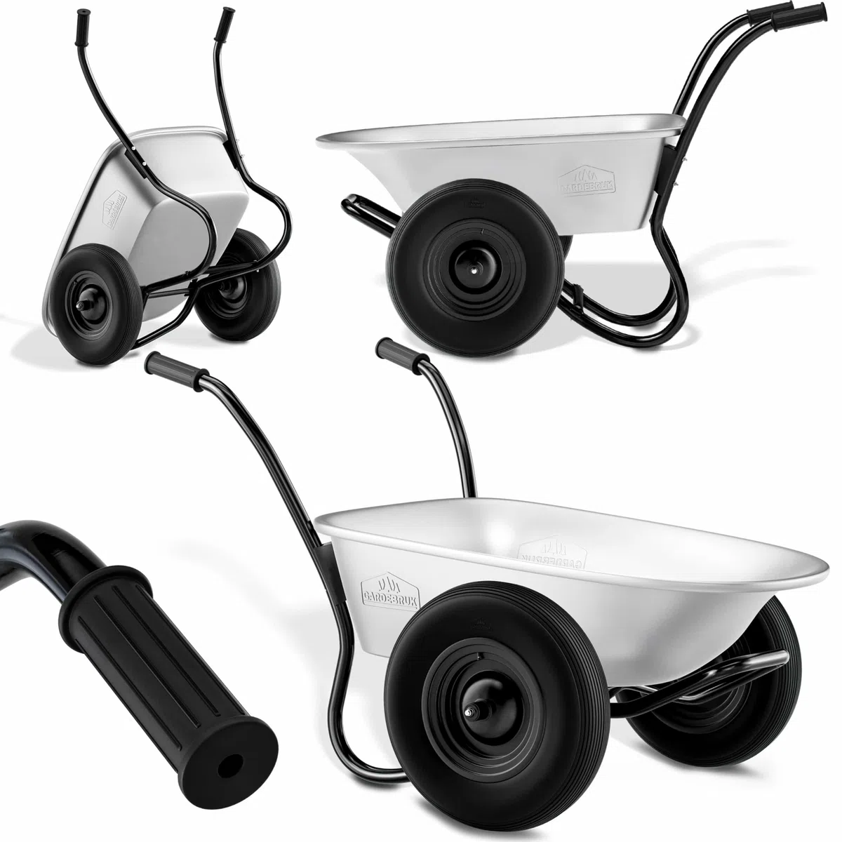 GARDEBRUK Schubkarre 2 Rad 150kg 100L Stahlfelge 2 Luftreifen Autoventil Gleitlager