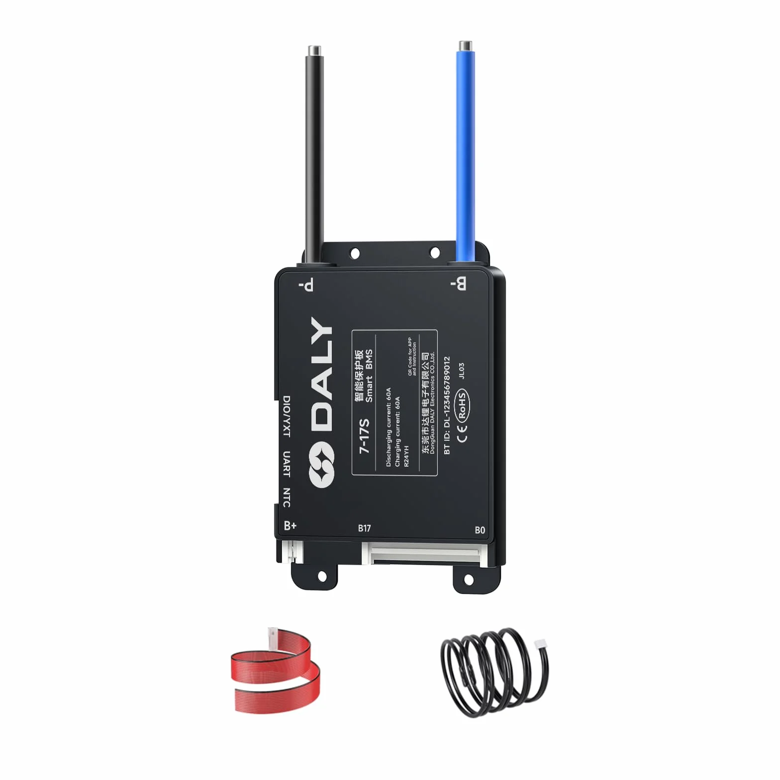 DALY BMS 60A 7S-17S 24V-60V - Smart integrierte Bluetooth Überwachung Lithium Batterieschutz LiFePO4 Li-Ionen LTO für E-Bikes Roller