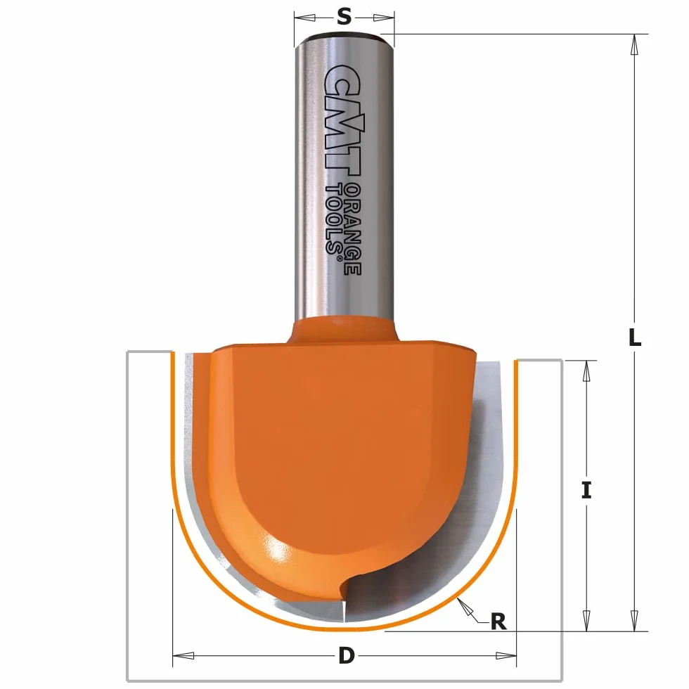 CMT ORANGE TOOLS 914.880.11 - HOHLKEHLFRÄSER HM S=12 D=38,1X31,75 R=19,05