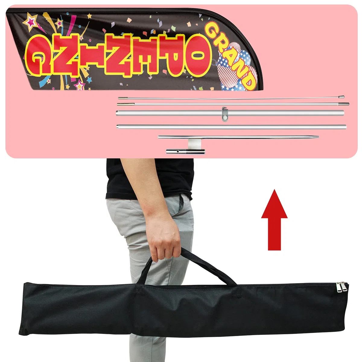 Grand Opening Swooper Flagge, 30 cm, große Öffnung, Federflagge mit Stangen-Set, Erdspieß, große Öffnungsschilder für Unternehmen und Ladenfronten