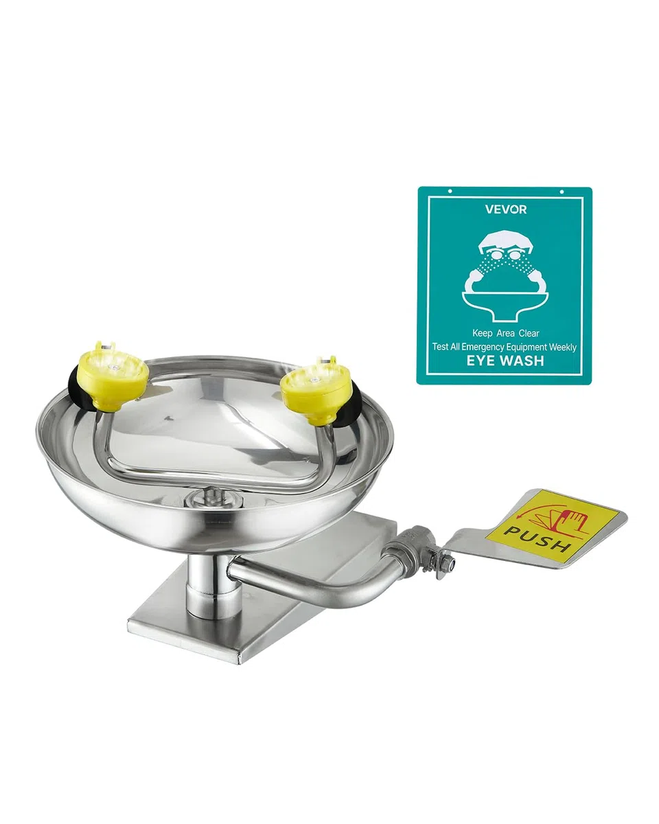 VEVOR Augenspülstation 27 cm, wandmontierte Augendusche aus Edelstahl, Notfallwaschbecken 410x330x240 mm, Augenreinigungsgerät, ideal für Labore, Fabriken, Schulen, Baustellen