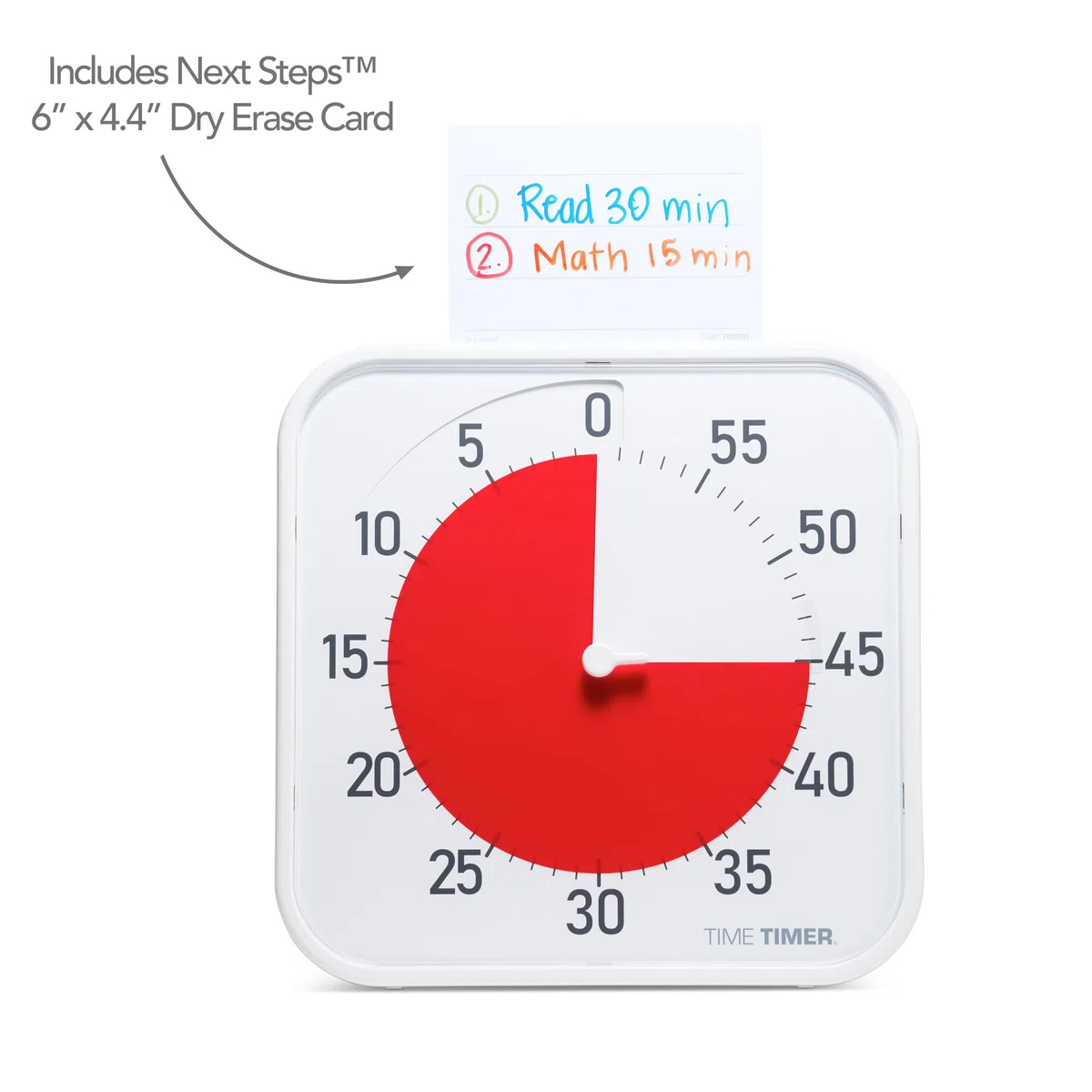 Time Timer Original Large 30x30 cm Visueller Countdown-Timer – Großer 60-Minuten-Timer für Klassenzimmer, Studentengruppen und Erwachsenenbesprechungen – hilft bei Fokus, ADHS, Autismus (Weiss, Rot)