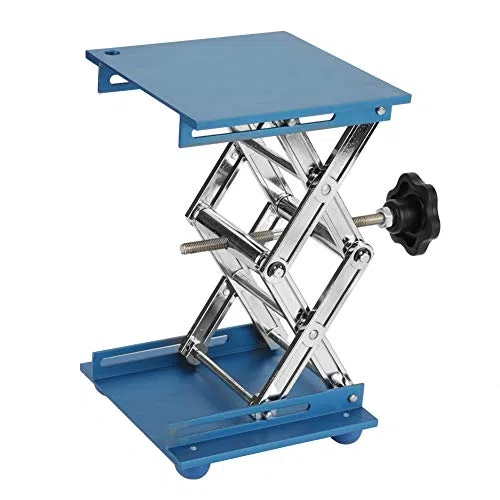 Labor Hebebühne Blau Galvanisiertes Aluminium Labor Hebeplattform Ständer Rack Scissor Jack Lifter (150 * 150 * 250mm)
