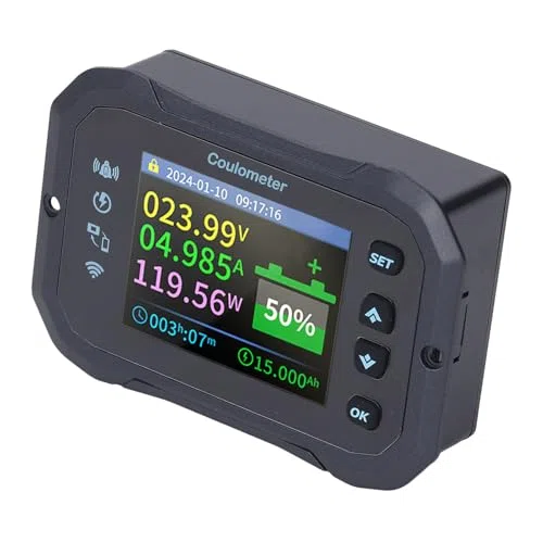 Fafeicy KM105F WiFi Battery Monitor Bluetooth mit Shunt 10-100V 0-50A 2,4 Zoll HD Farbbildschirm für Wohnmobile Solar Marine Batterien Remote Überwachung