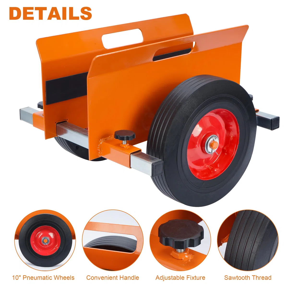 Plattenroller 500 kg Tragfähigkeit, Plattenwagen Klemmbacken 0-228 mm, Plattenklemmwagen für Marmor, Holzplatten, Türen, Fenster (Orange)