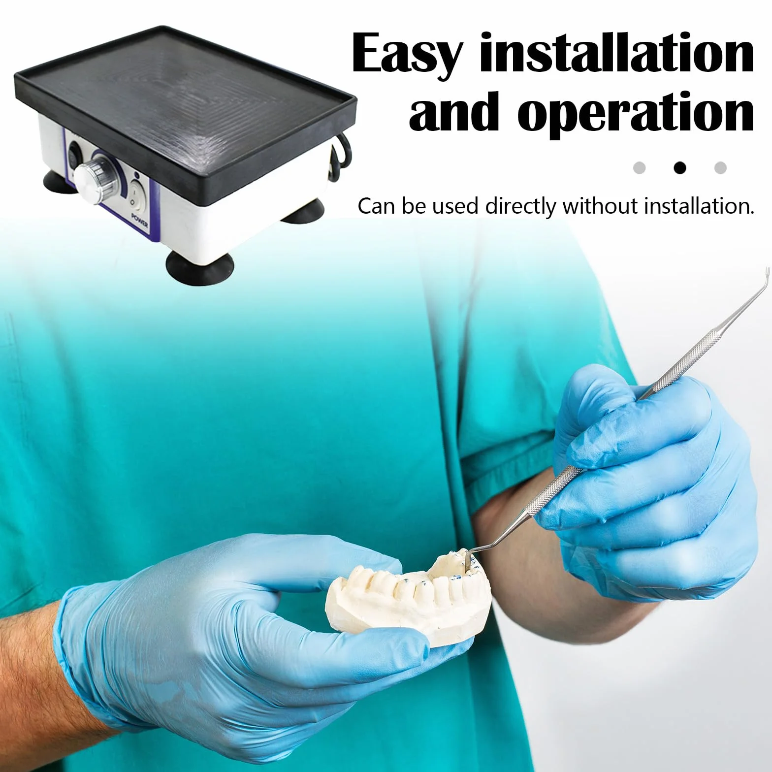 Rüttelplatte, 220V 120W Elektrisch Dental Oszillator Gipsrüttler Rüttelplatte Gips Rüttelplatte Einstellbare Geschwindigkeit Oszillator Dentallaborgeräte für Mischen Gips Gießen Modellen Harzguss