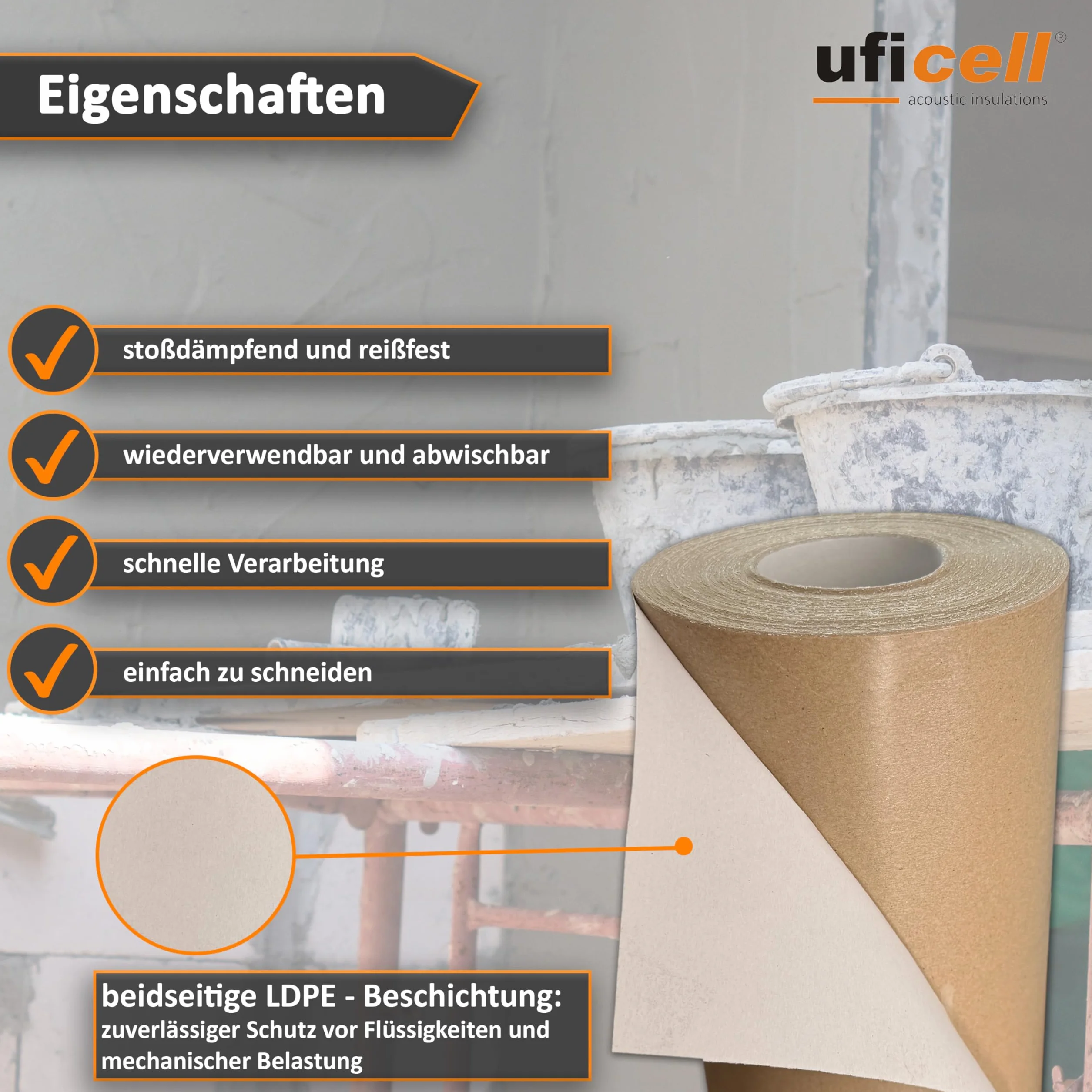 uficell® Milchtütenpapier Basic Flächengewicht: ca. 220 g/m² | Format: ca.1,30 m x 58 lfm/Rolle Rollengröße: ca. 75 m²
