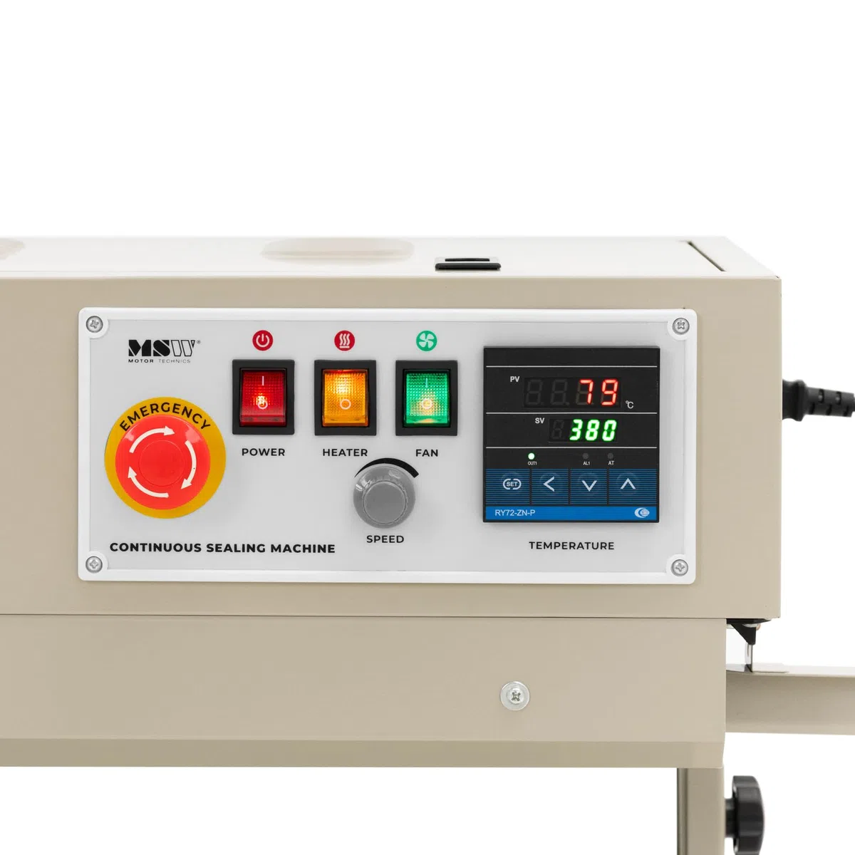 MSW MSW-CSMH-100 Automatische Versiegelungsmaschine vertikal kontinuierlich 6-12 mm Schweißnaht Förderband Siegelmaschine Beutel-Versiegelungsmaschine mit Notausschalter