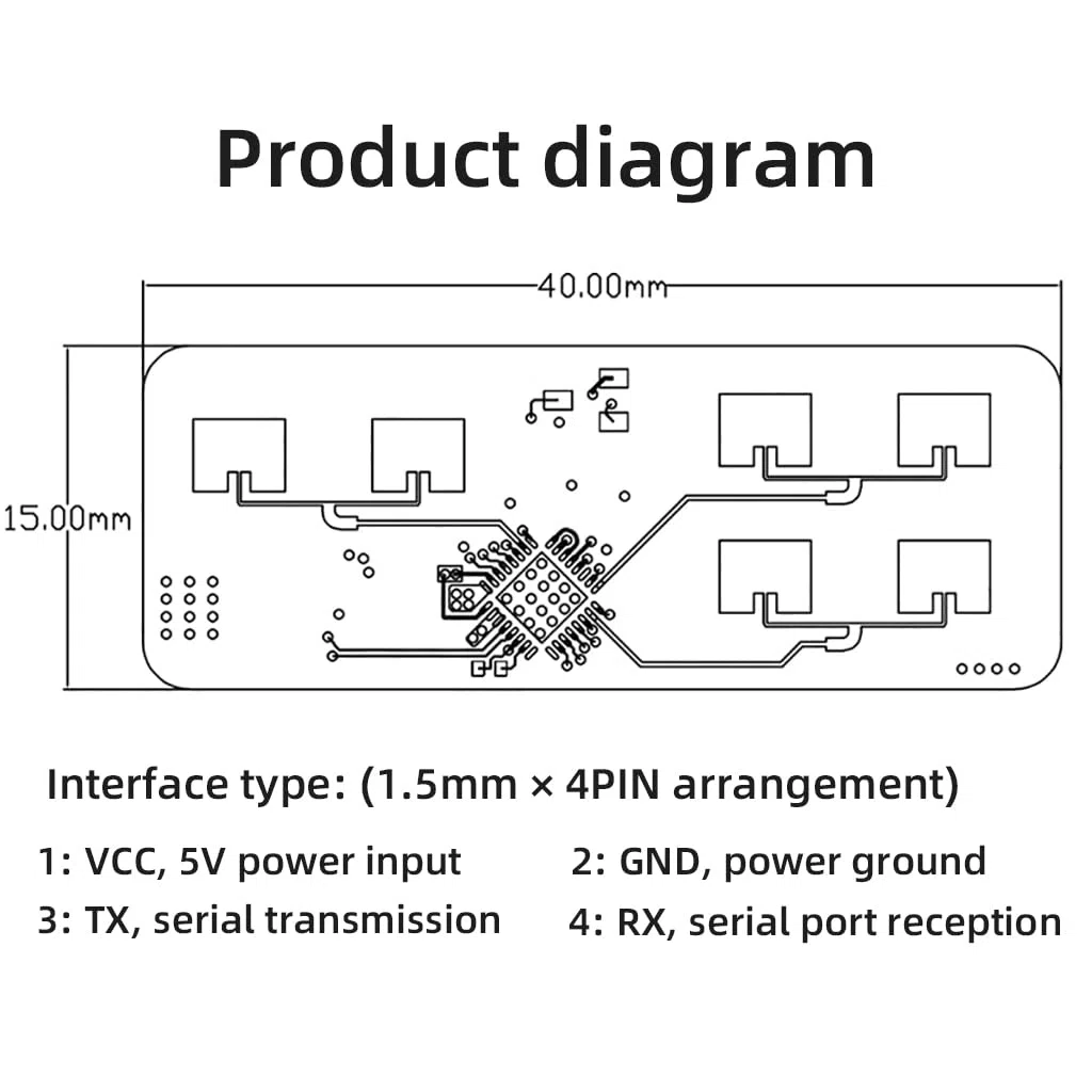 JMT HLK-LD2450 24 GHz Flugbahnsensor, ISM Smart Home, menschliche Bewegungsverfolgung, Ra¡¤DAR Induktionsmodul, Entfernungswinkel, Geschwindigkeitsmessung (10 Stück)