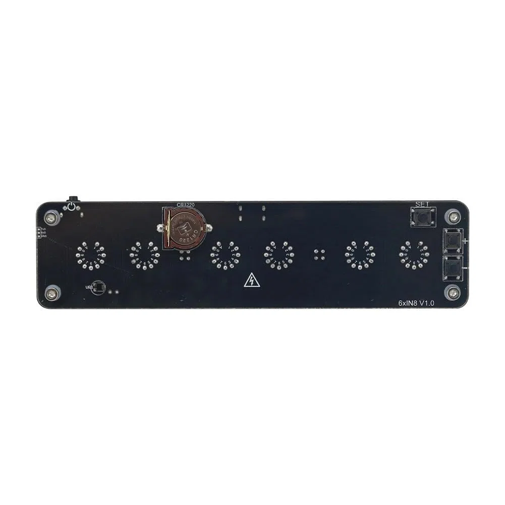 IN-8 Advanced Version Nixie Tube Clock Base with Colon Tube, Remote Control & LED Ambient Light, USB-C 5V, for 6-Digit Display, for IN-8 (NH-8) Tubes