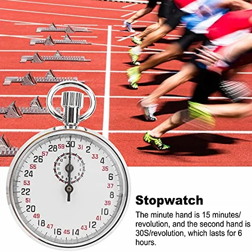 Mechanische Stoppuhr Metall-Stoppuhr Handheld-Laufzeituhr Großes Zifferblatt-Display Physik-Lehrgeräte