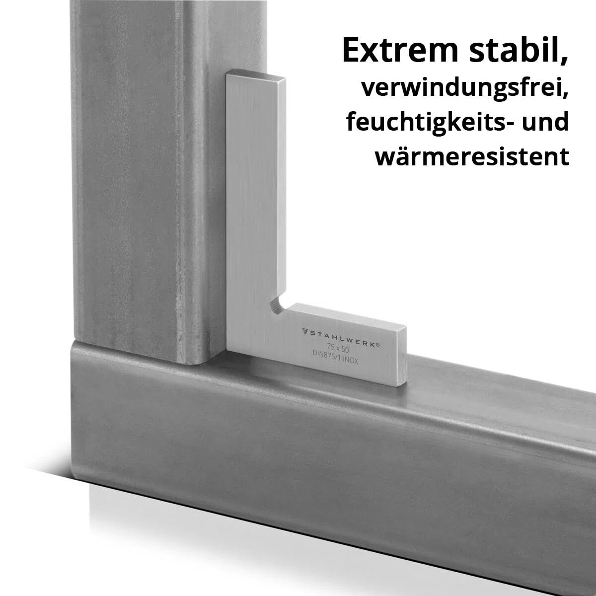 STAHLWERK Flachwinkel 90° 75 x 50 mm DIN 875/1 Kontrollwinkel/Schlosserwinkel/Anschlagwinkel/Präzisionswinkel aus rostfreiem Edelstahl