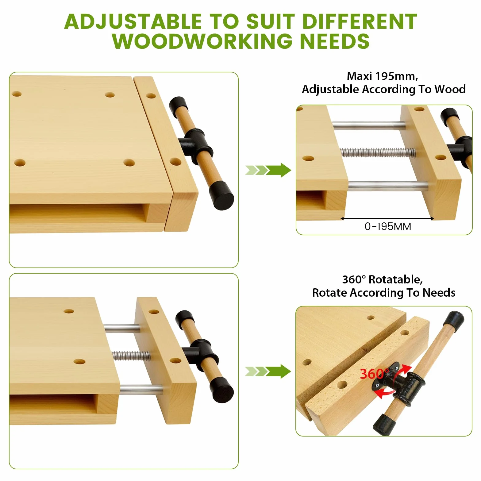 Tragbare Hobelbank Mobile Werkbank Kleine mit schraubstock Holz, Werkbank Klappbar Tragbar spanntisch Holzwerkbank Geeignet zum Schnitzen, Schneiden, Klemmen, Hobeln (46,5 × 28 × 7 cm)