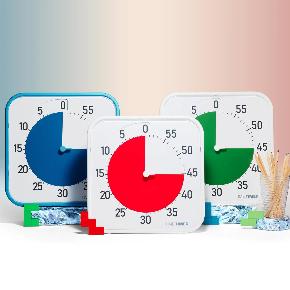 Time Timer Original Large 30x30 cm Visueller Countdown-Timer – Großer 60-Minuten-Timer für Klassenzimmer, Studentengruppen und Erwachsenenbesprechungen – hilft bei Fokus, ADHS, Autismus (Weiss, Rot)