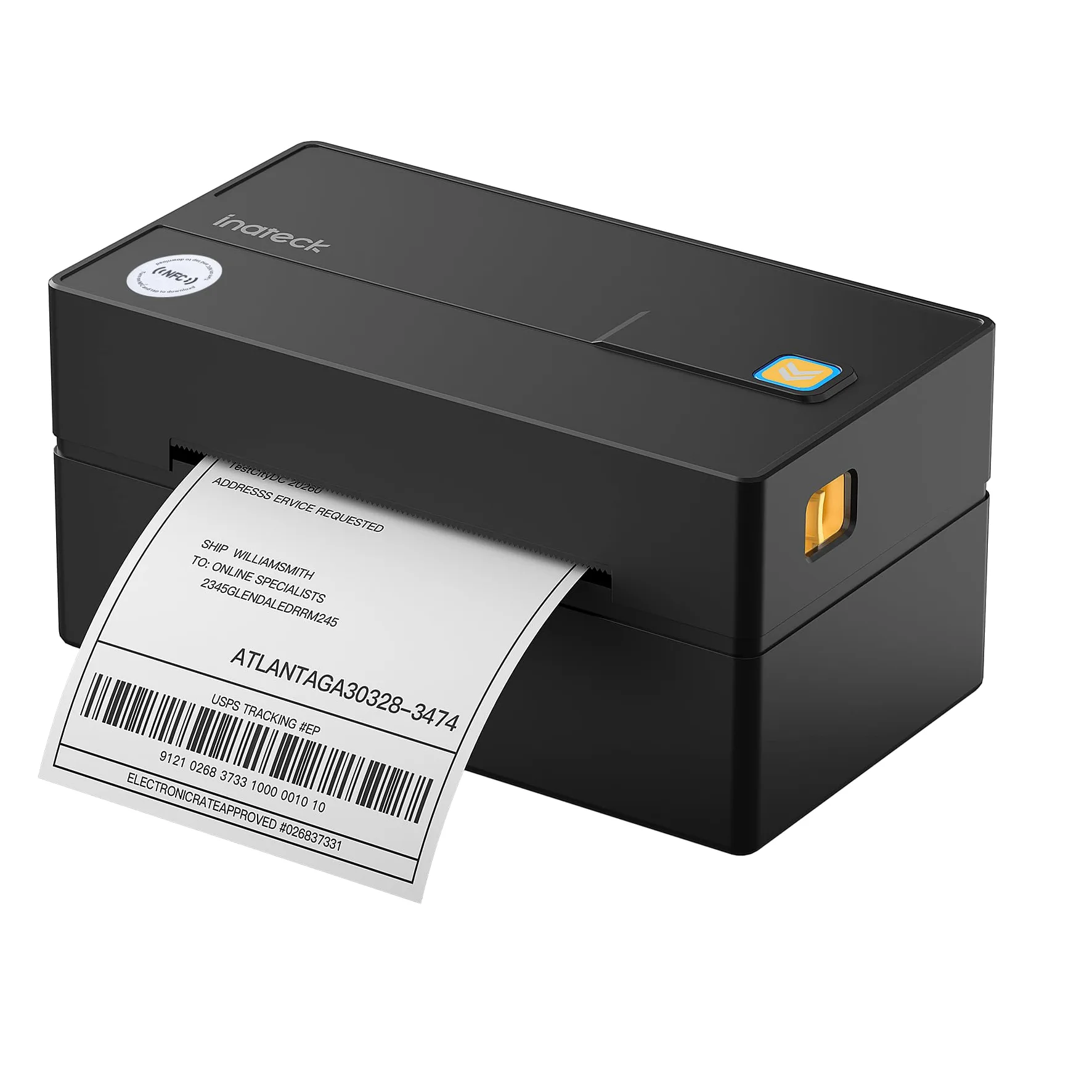 Inateck Mobile Thermo-Etiketten-drucker, Kabelloser 4x6 Versandetiketten Drucker für Versandpakete, Kompatibel mit iPhone, Android, iPad, Windows, MacOS, Chrome, USPS, Schwarz