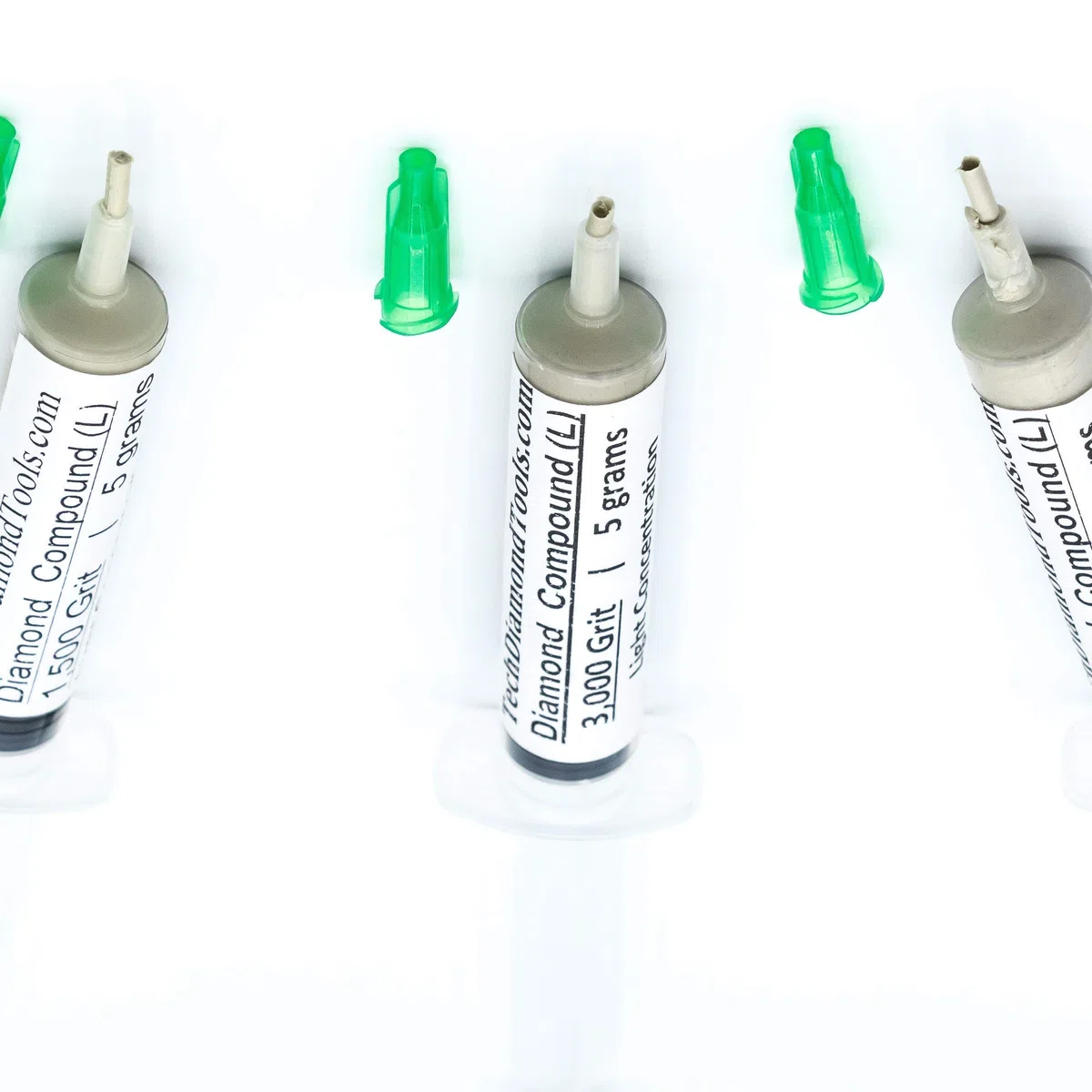 TechDiamondTools Diamant-Polierpaste Set mit 3 Spritzen x 5 g (L), Polierpaste für Knüpfmasse, Größen 1500, 3000, 5000, Mesh – mit Licht (10%) Konzentration von Diamantpulvern