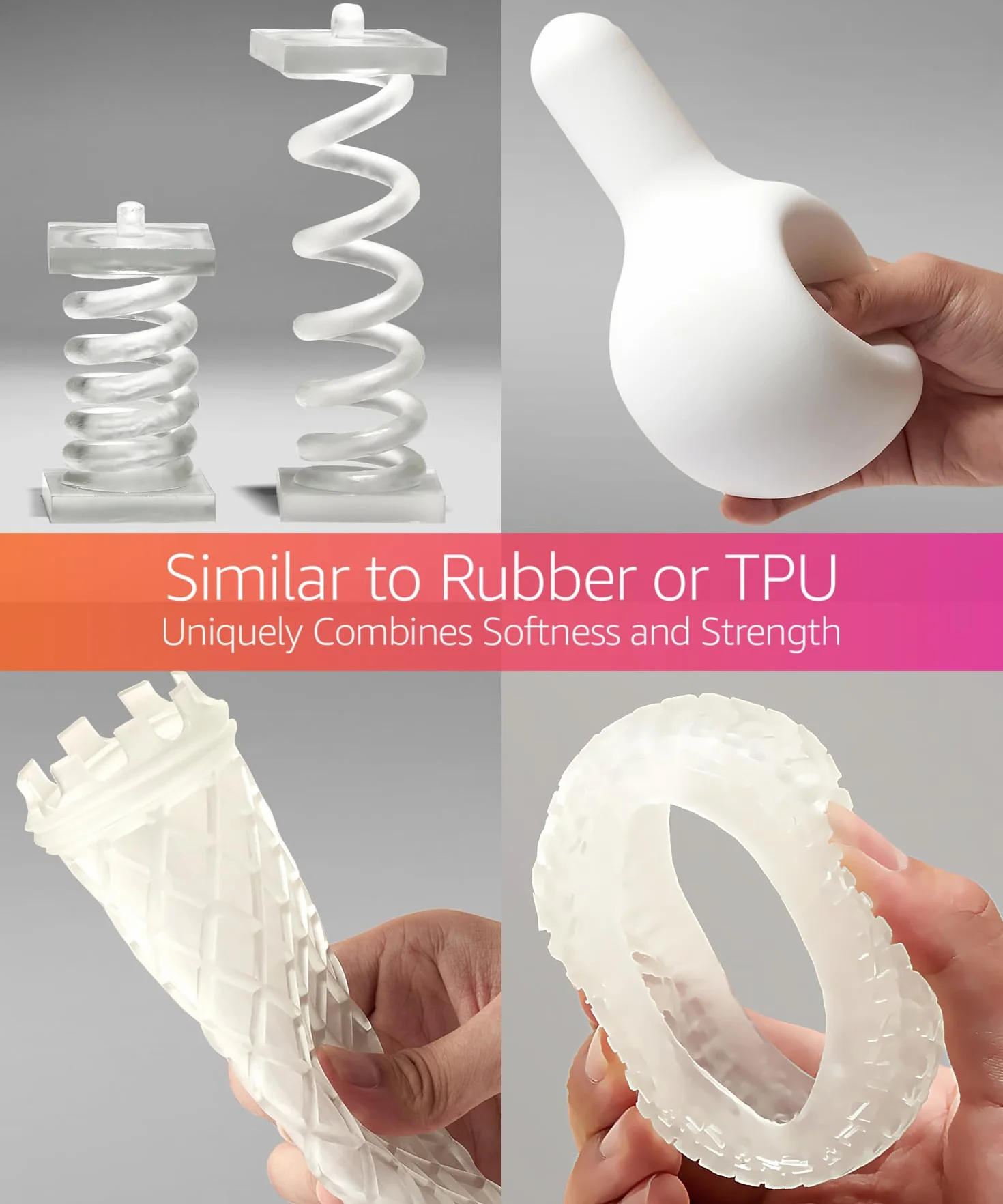 SuperFlex 3D-Druckerharz, Weichheit 80 A, Simuliert flexiblen gummi, hergestellt in Korea von 3DMaterials (1000g, Transparent)