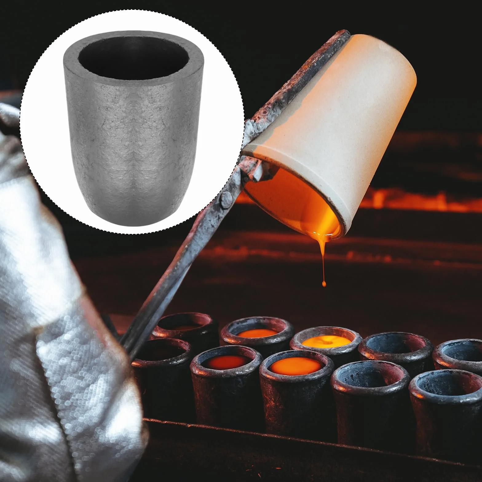 QUARKZMAN Silicium-Graphit-Schmelztiegel, 14 kg Schmelztiegel Kupfergussbecher Metallschmelzbarren zum Schmelzen von Gold, Silber, Kupfer,5 Zoll IDx7,64 Zoll H
