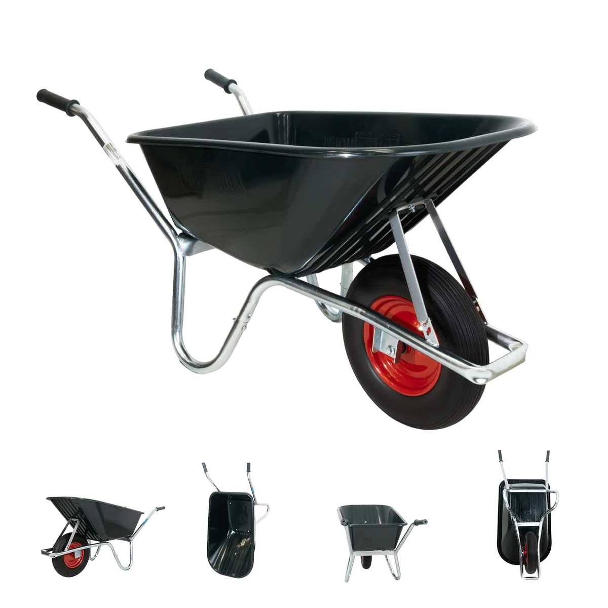 Schubkarre PP 100 l PU Rad BAU Karre Gartenschubkarre Bauschubkarre Schiebkarre Garten