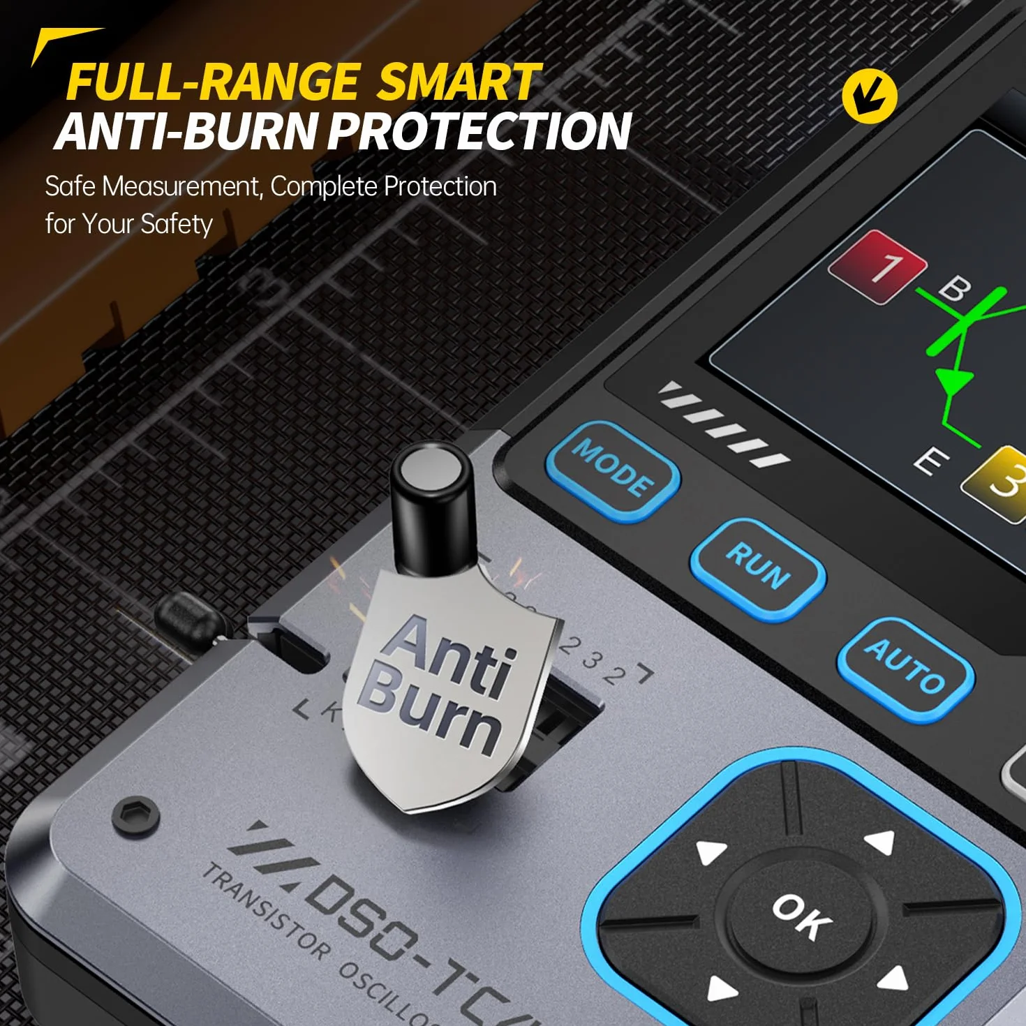 Oscilloscope,3 in 1 Digitales Oszilloskop 10MHz Bandbreite 48Ms/s Abtastung 13 Signalausgang Ein-Tasten-Auto Transistortester Elektronik Bauteiltester USB Ladegerät Werkzeuge,Deutsche Sprachanzeige