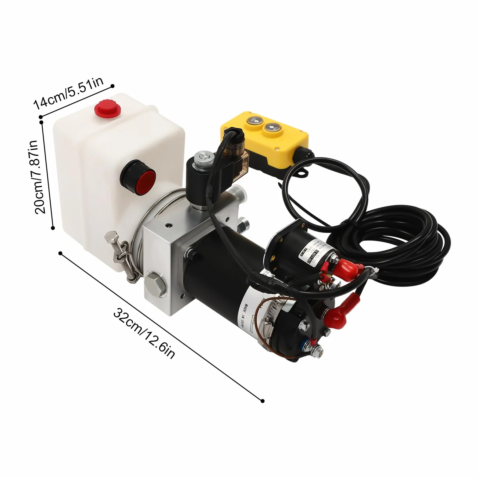 Hydraulikpumpe, 800W 2850rpm Elektrische Hydraulikpumpe mit Fernbedienung Hydraulikaggregat 12V einfachwirkende Hydraulikpumpe, Hydraulikpresse für Kippanhänger